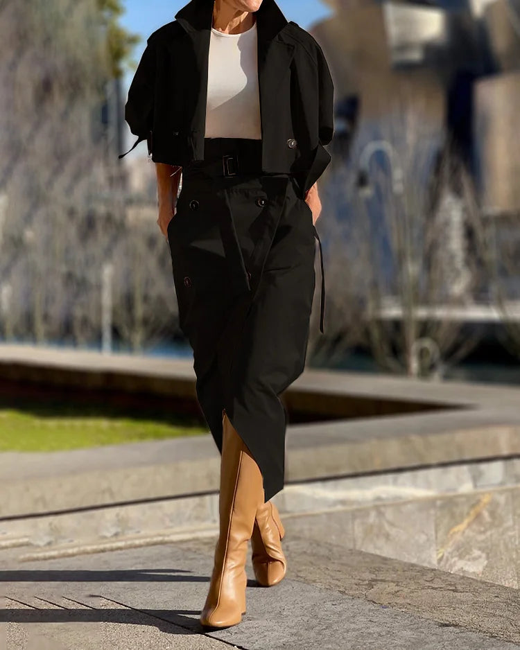 Sebastian | Elegante langemouwen Top en rok Set