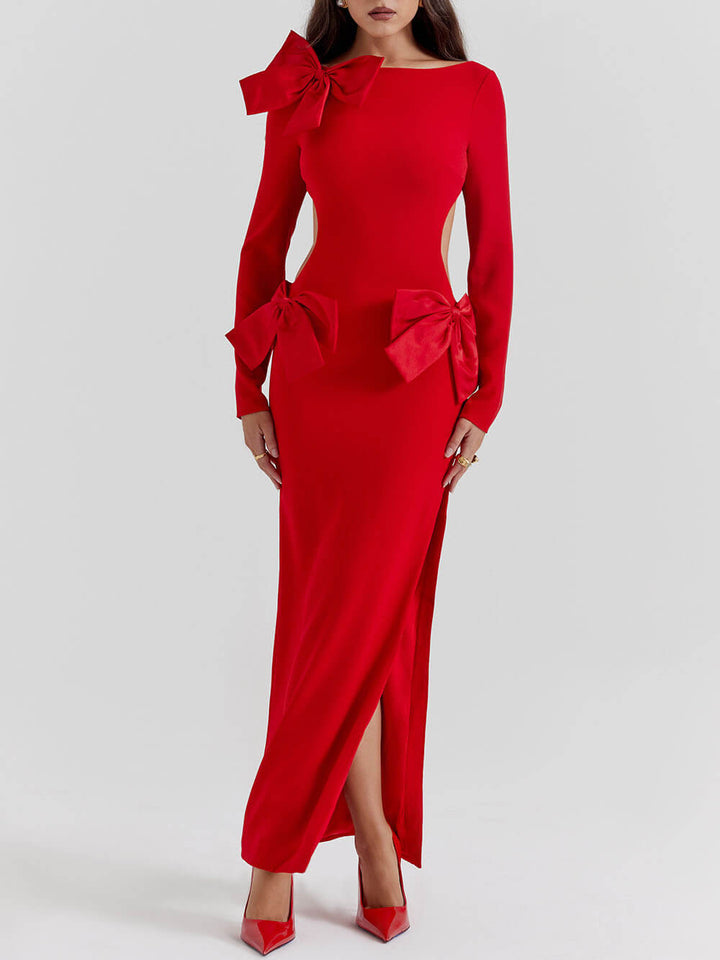 Faye | Comfy Maxi jurk met rode strik