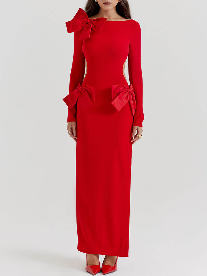 Faye | Comfy Maxi jurk met rode strik