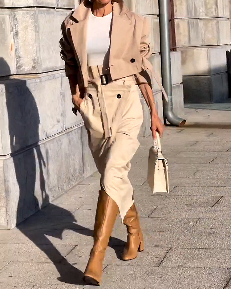 Sebastian | Elegante langemouwen Top en rok Set