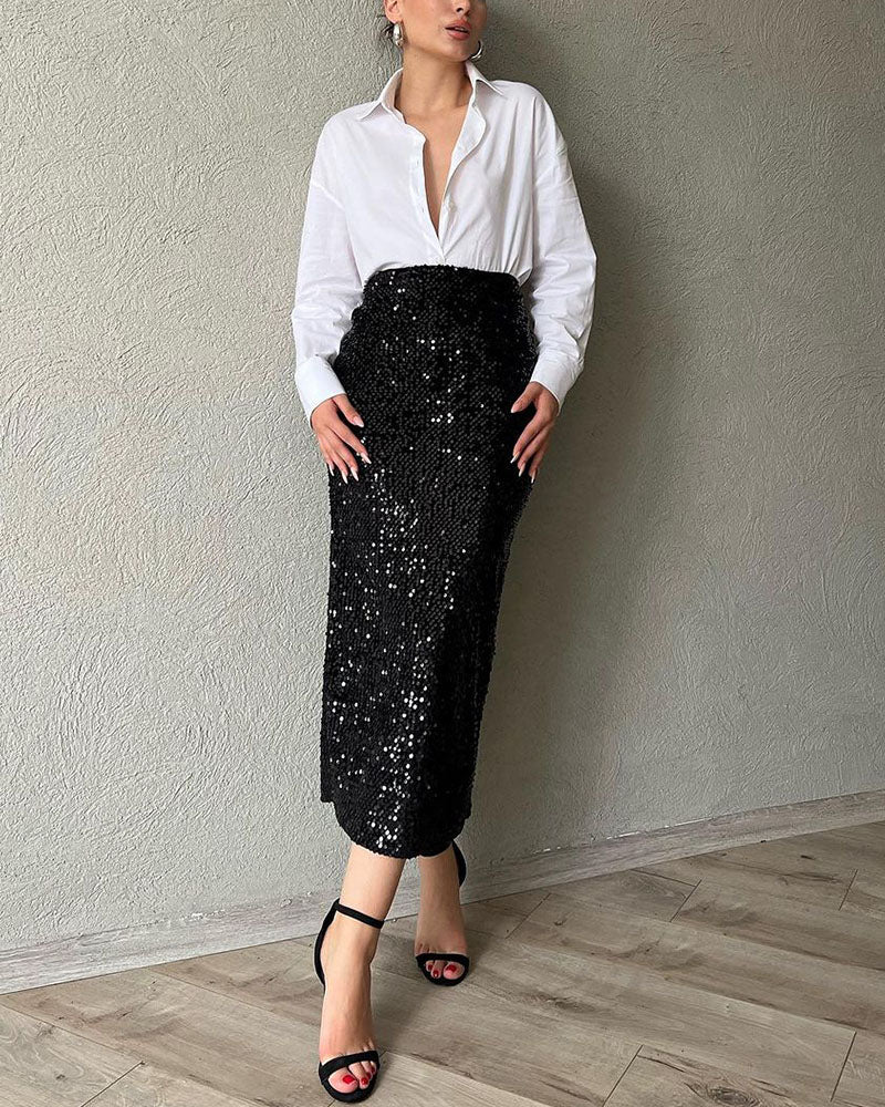 Zoë | Elegante midirok met pailletten