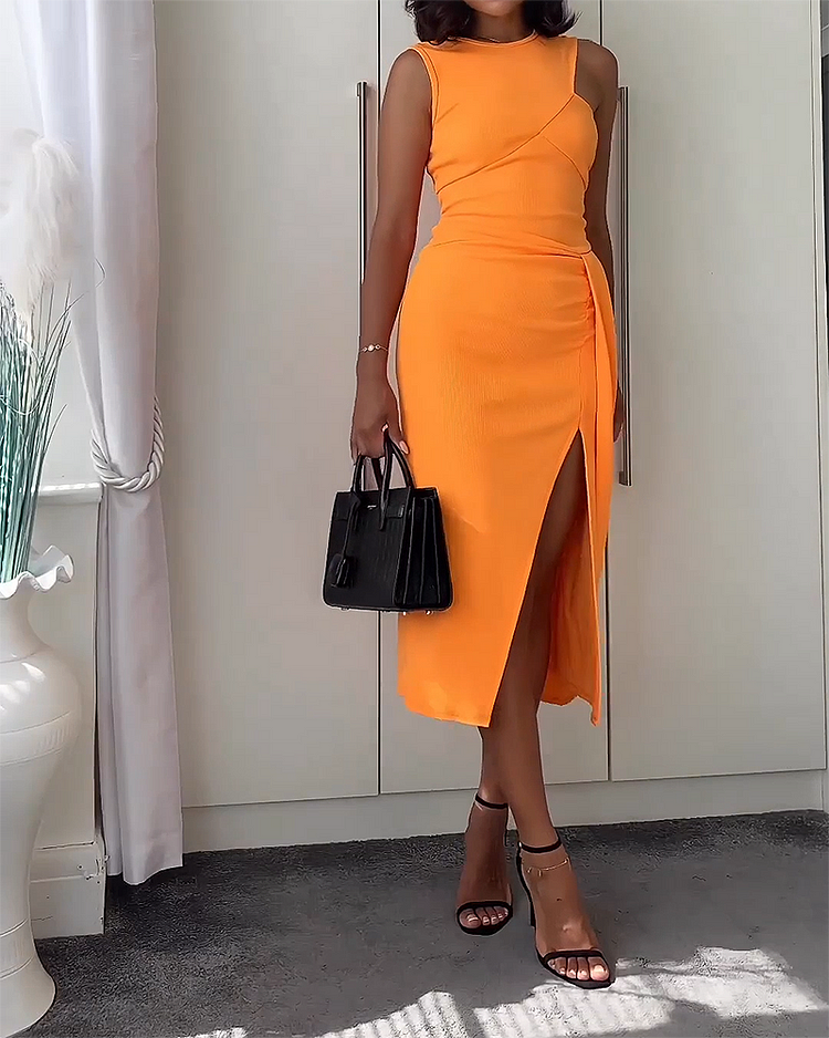 Gina | Elegante Mouwloze Effen Kleur Jurk