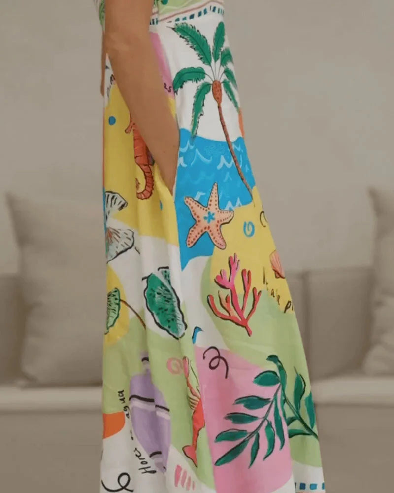 Noémi | Elegante Mouwloze jurk met print