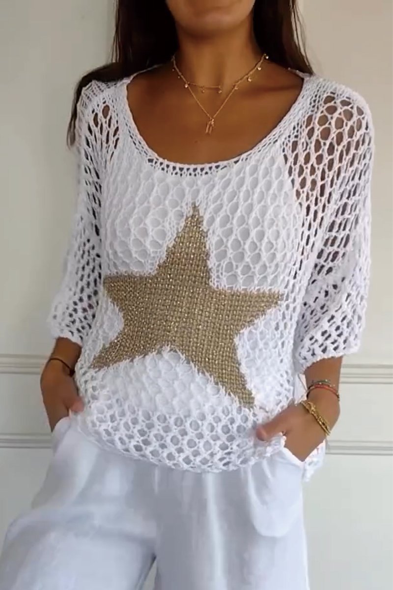 Jenta | Elegante Gebreide Sterren Shirt