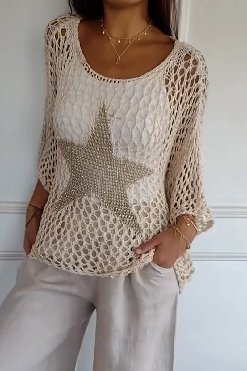 Jenta | Elegante Gebreide Sterren Shirt