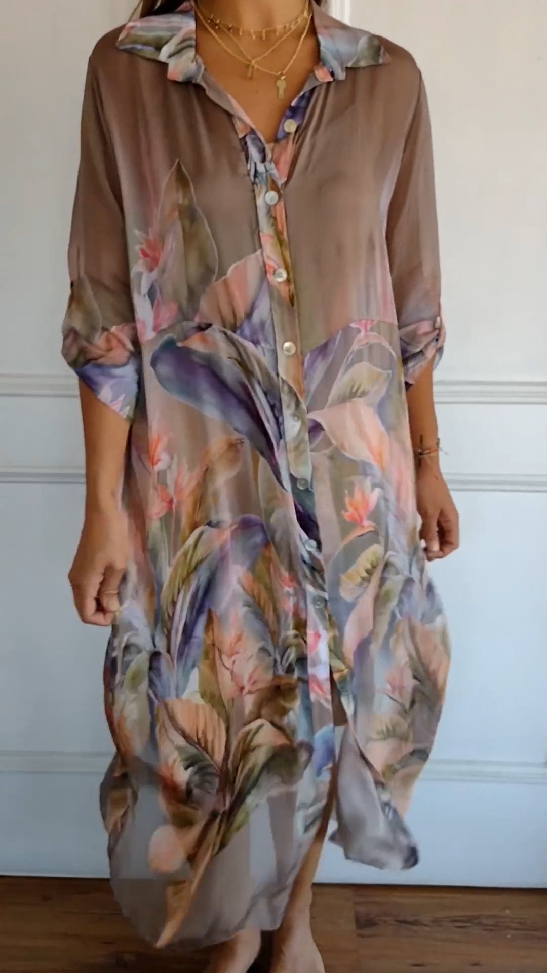 Isalyn | Comfy Bedrukte doorschijnende jurk