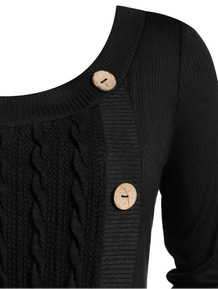 Layla | Comfy tuniek trui met effen knopen