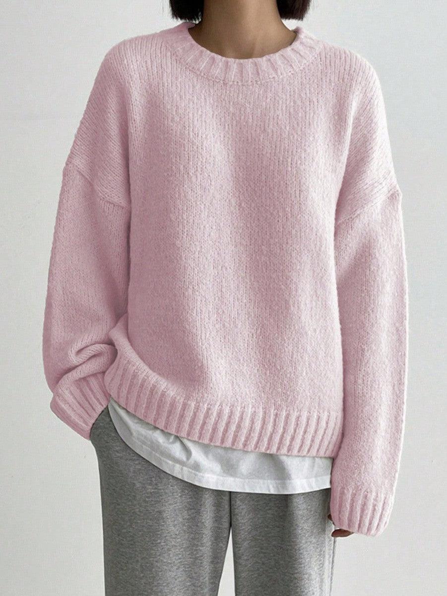 Katrien | Comfy Roze trui met ronde hals