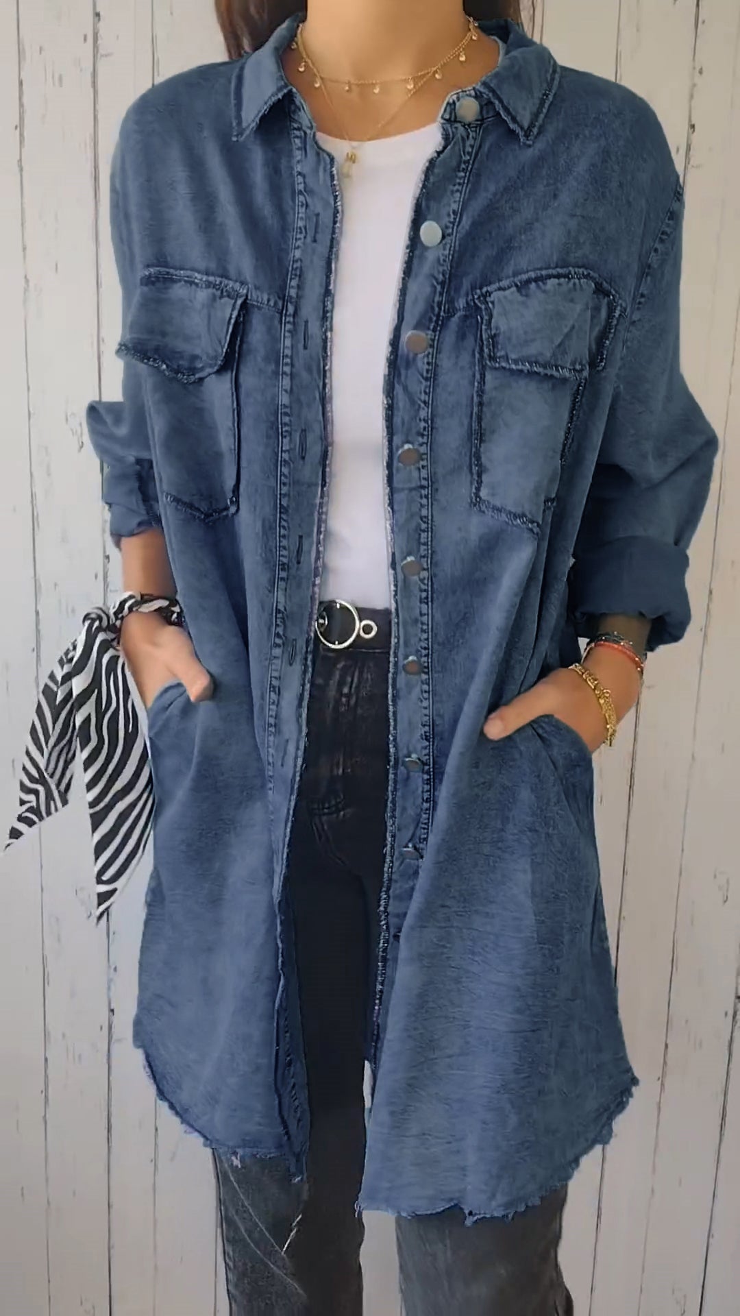 Elsia | Comfy Denim lange mouwen shirt