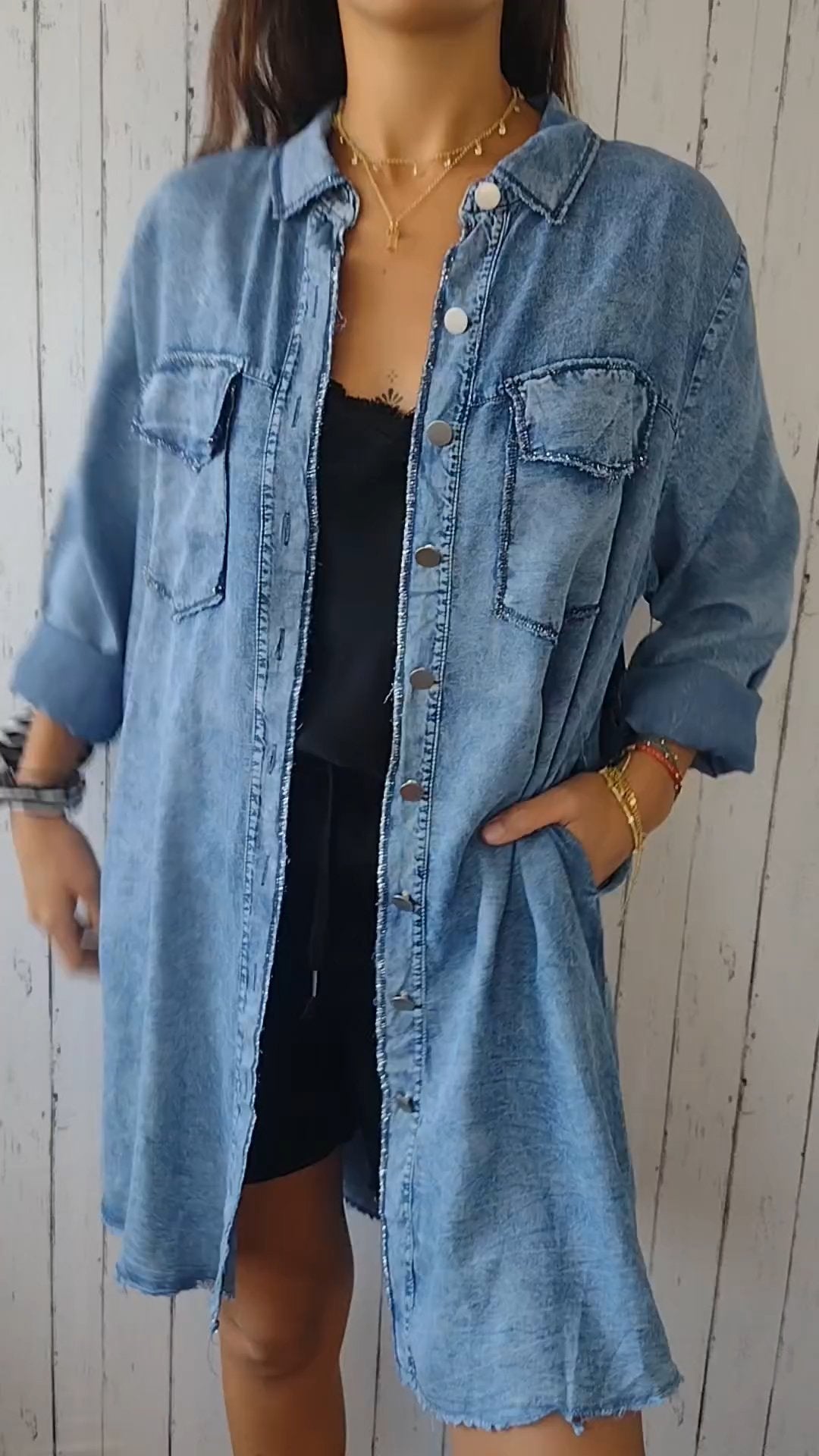 Elsia | Comfy Denim lange mouwen shirt