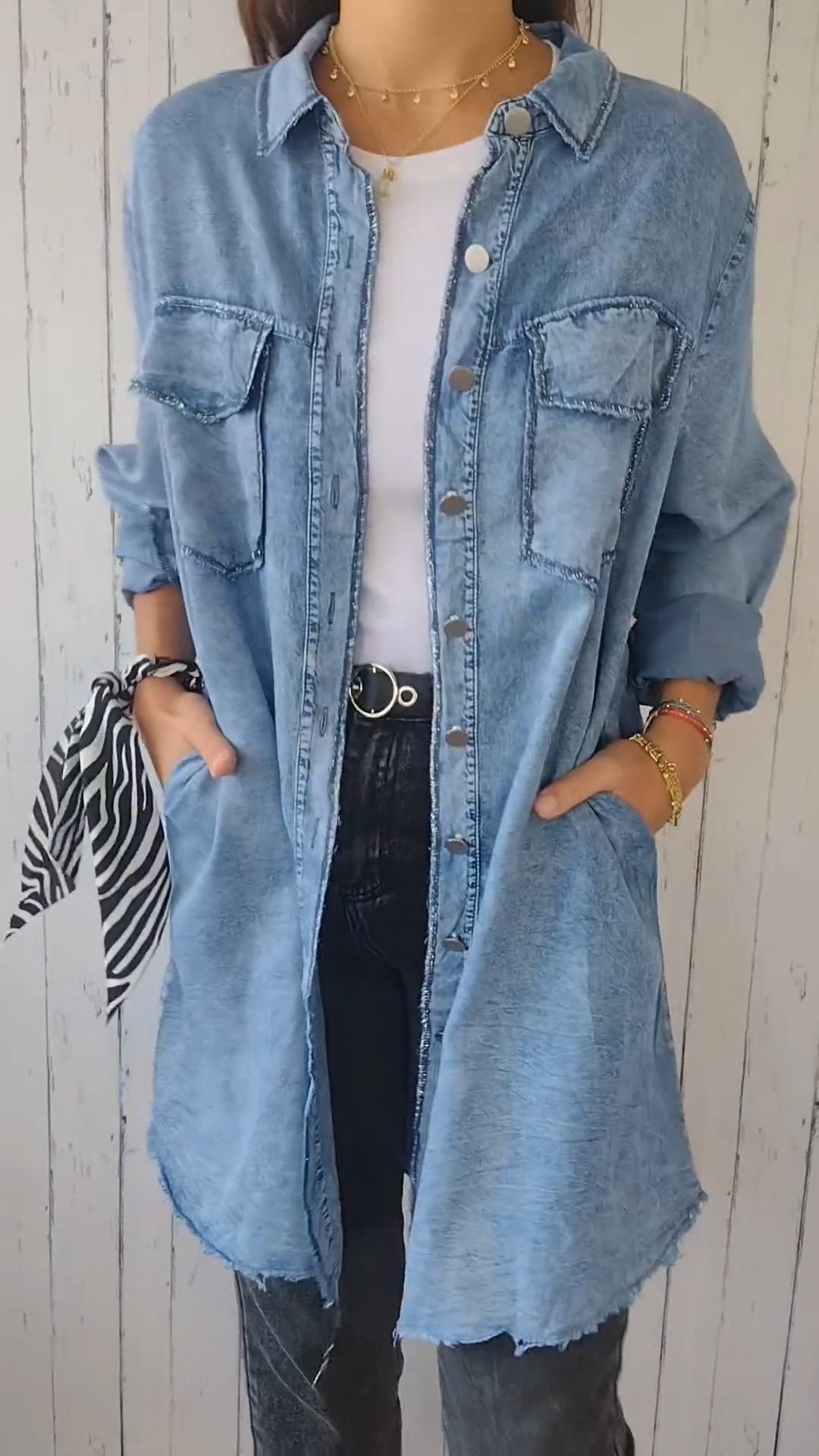 Elsia | Comfy Denim lange mouwen shirt