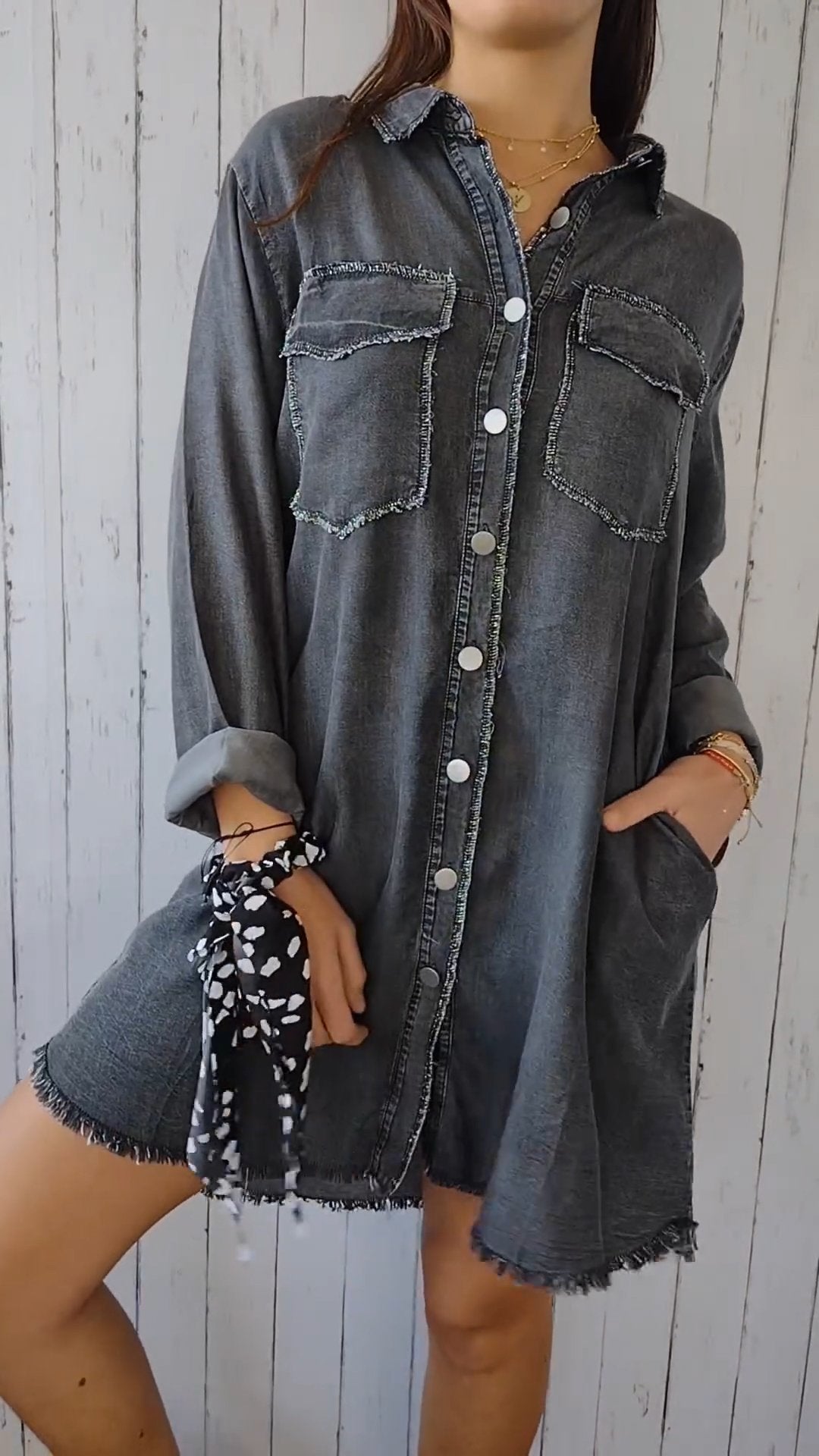 Elsia | Comfy Denim lange mouwen shirt