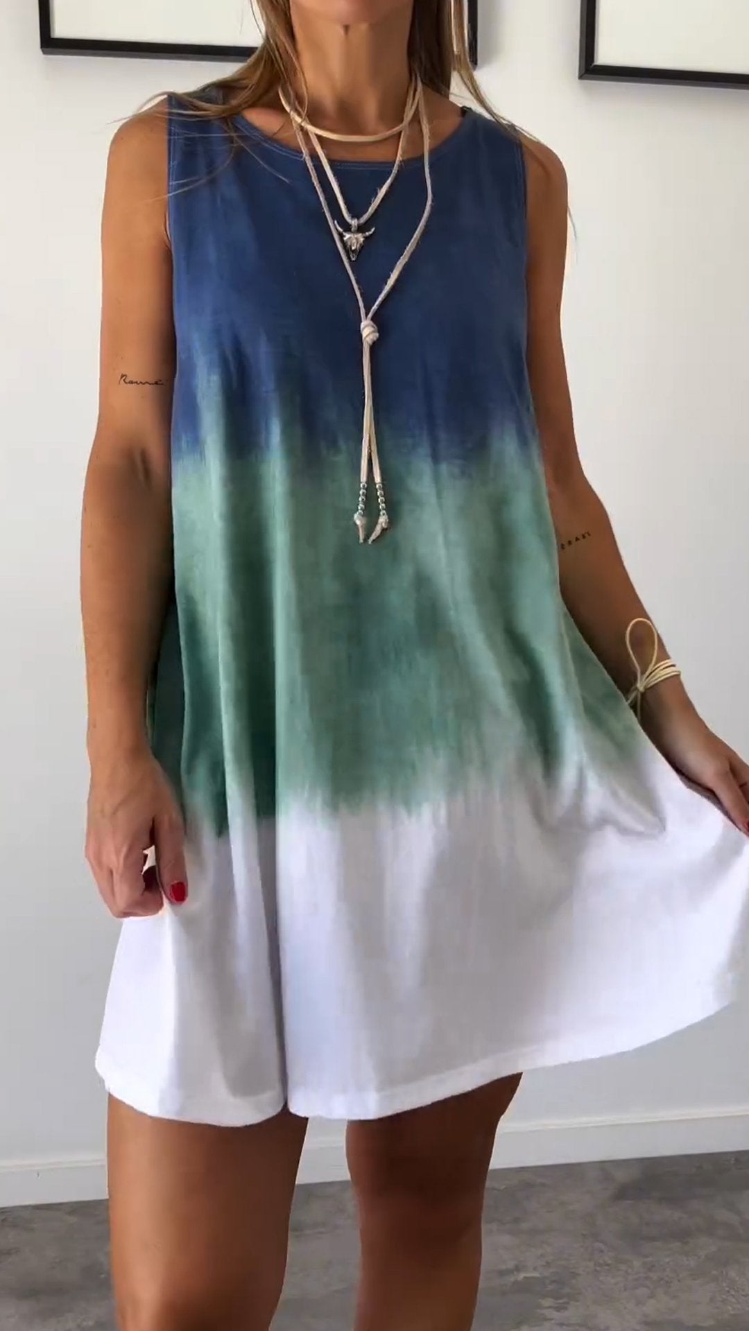 Lyska | Elegante Tie Dye Mouwloze Jurk