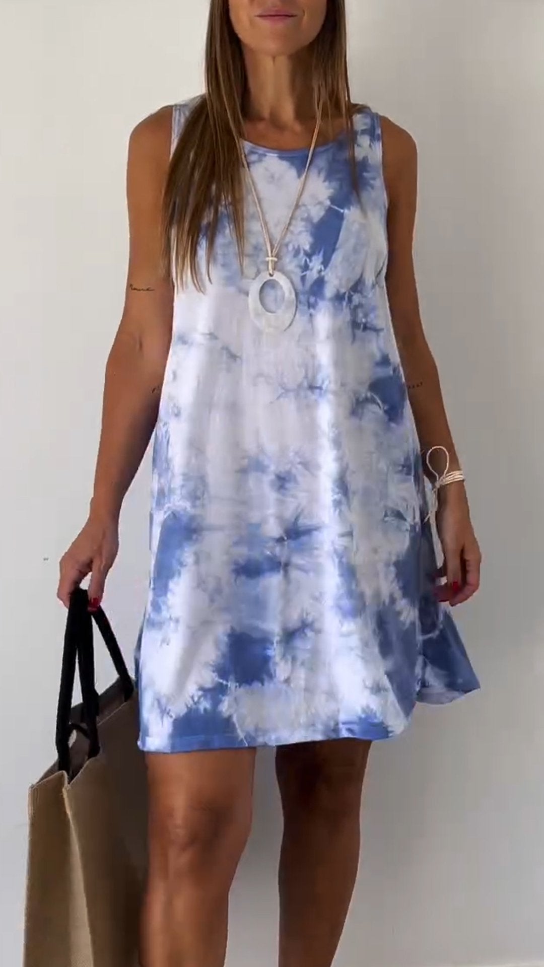 Lyska | Elegante Tie Dye Mouwloze Jurk