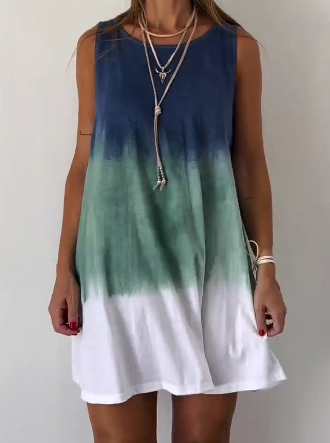 Lyska | Elegante Tie Dye Mouwloze Jurk