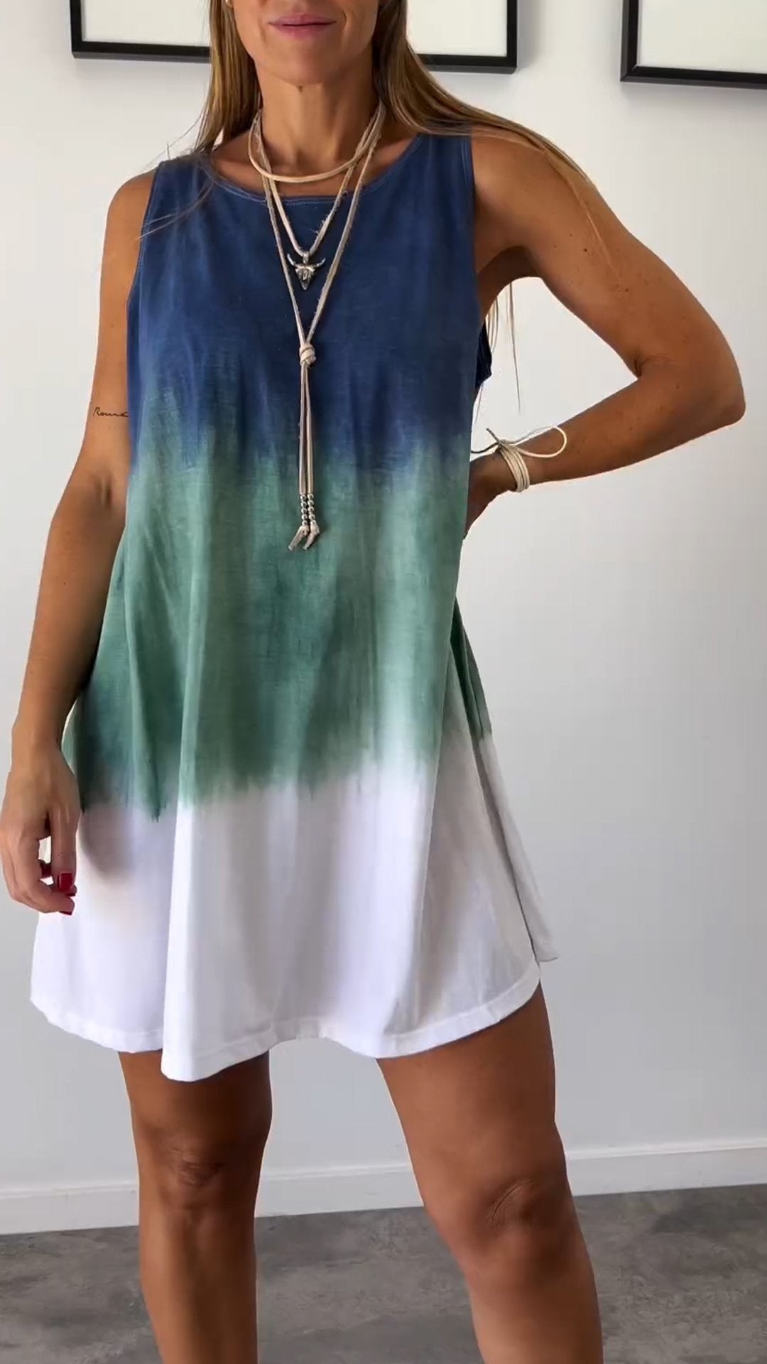 Lyska | Elegante Tie Dye Mouwloze Jurk