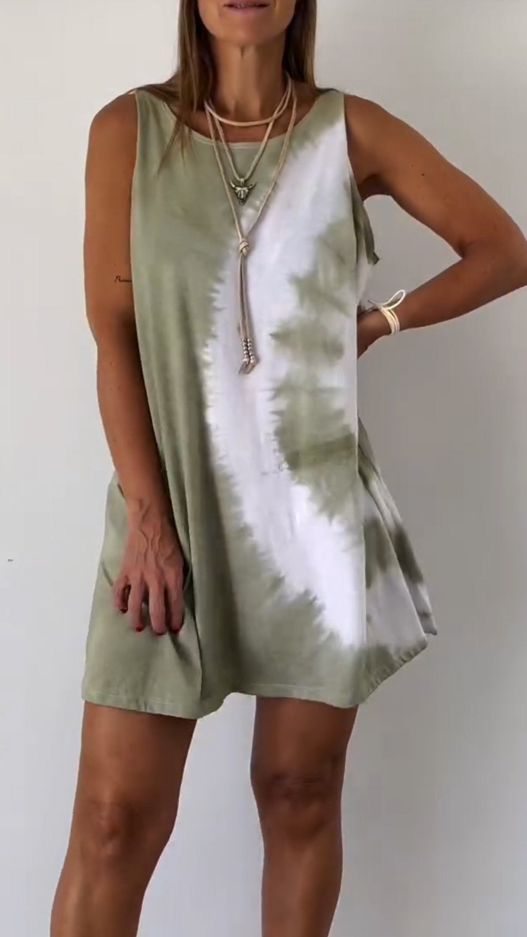 Lyska | Elegante Tie Dye Mouwloze Jurk