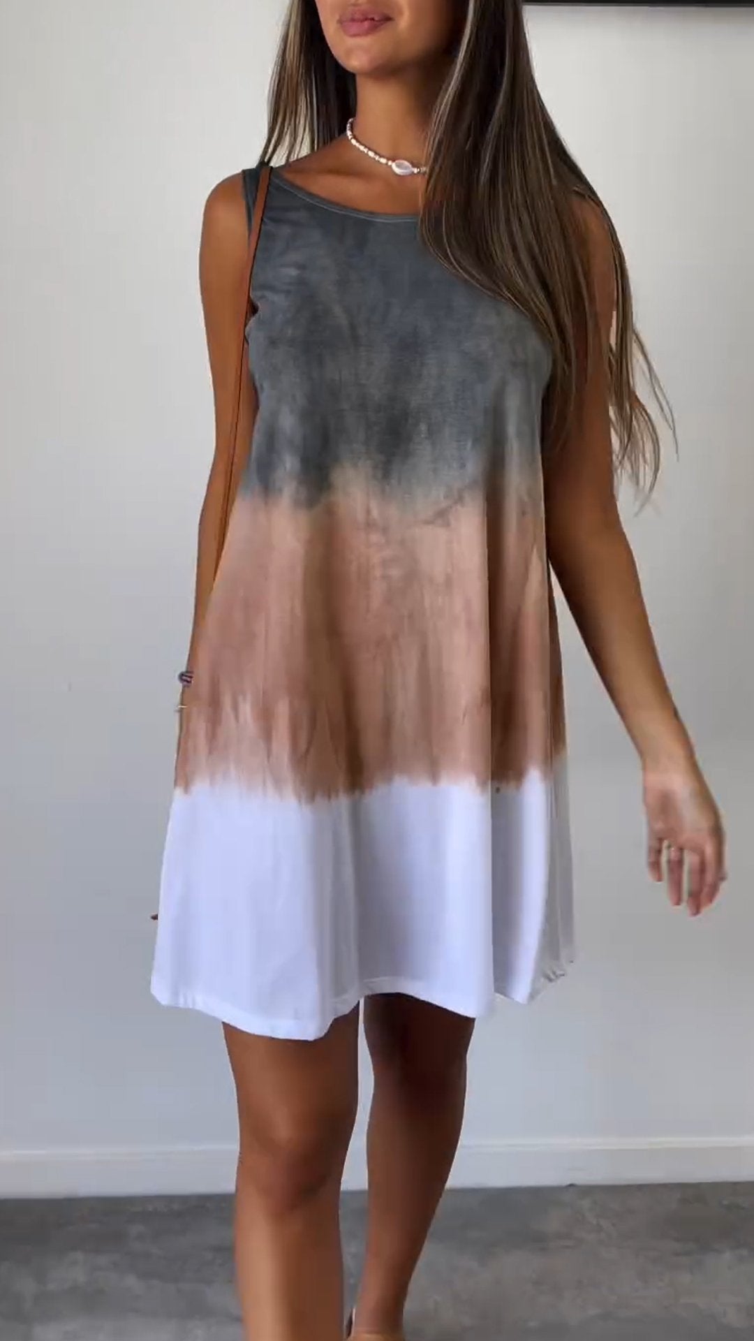 Lyska | Elegante Tie Dye Mouwloze Jurk