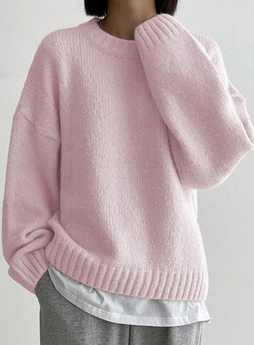 Katrien | Comfy Roze trui met ronde hals