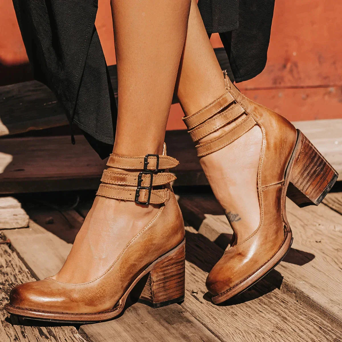Aniek - Vintage Leren Hakken