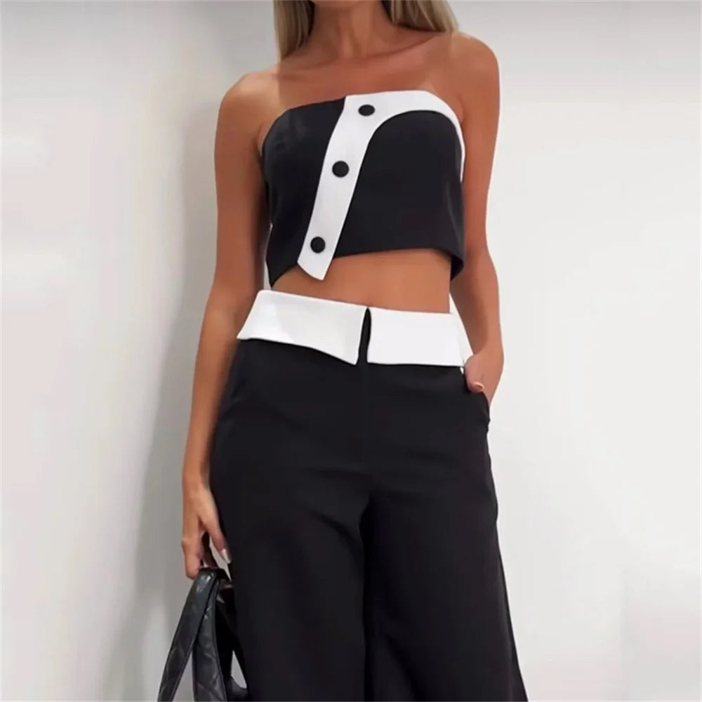 Sam - Crop Top & Wijde Broek met Hoge Taille set